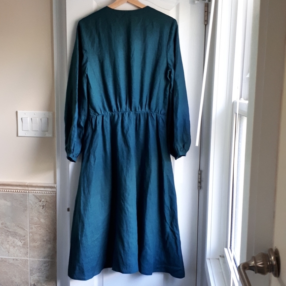 Love and confuse linen dress- EMERALD BLUE - Medium - Picture 7 of 11